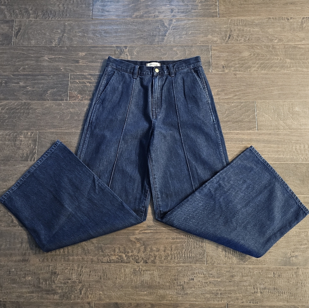 Madewell Dark Blue Wide Leg Flare Jeans - Picture 7 of 8
